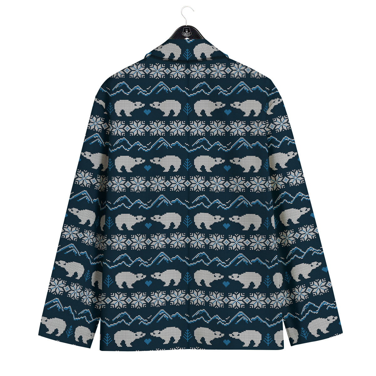 Knitted Polar Bear Print Pattern Men's Sport Coat-grizzshop