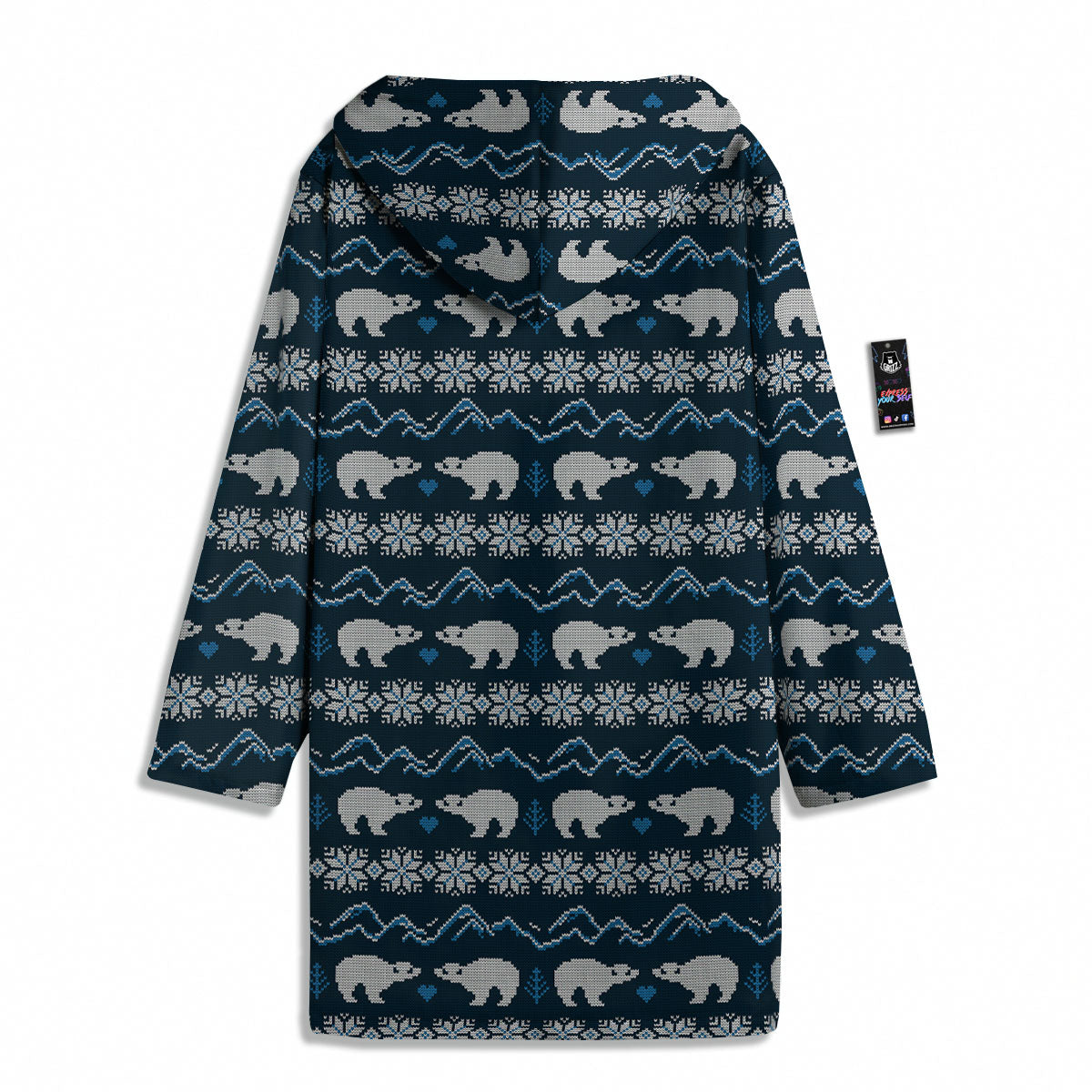 Knitted Polar Bear Print Pattern Men's Windbreaker Jacket-grizzshop