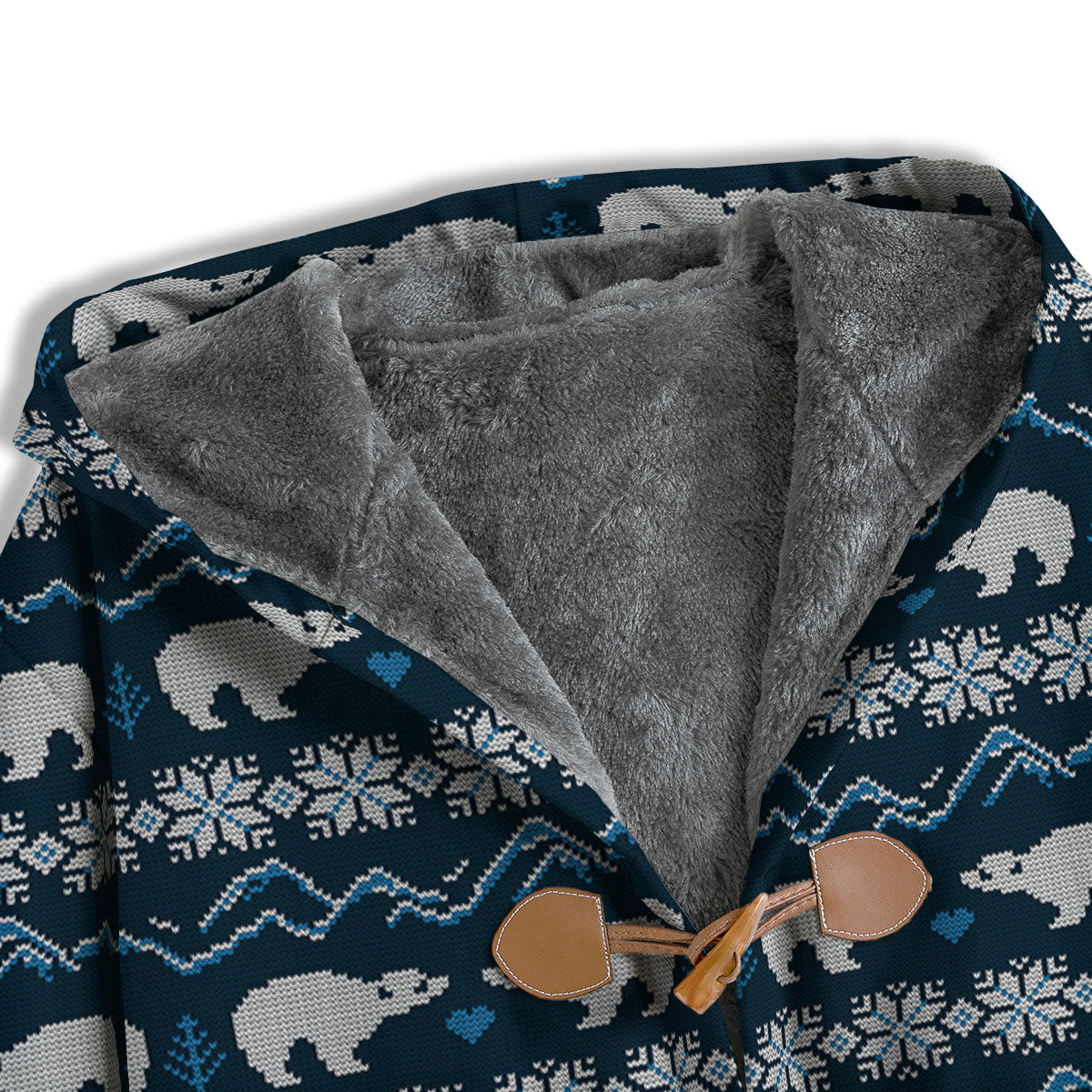 Knitted Polar Bear Print Pattern Men's Windbreaker Jacket-grizzshop