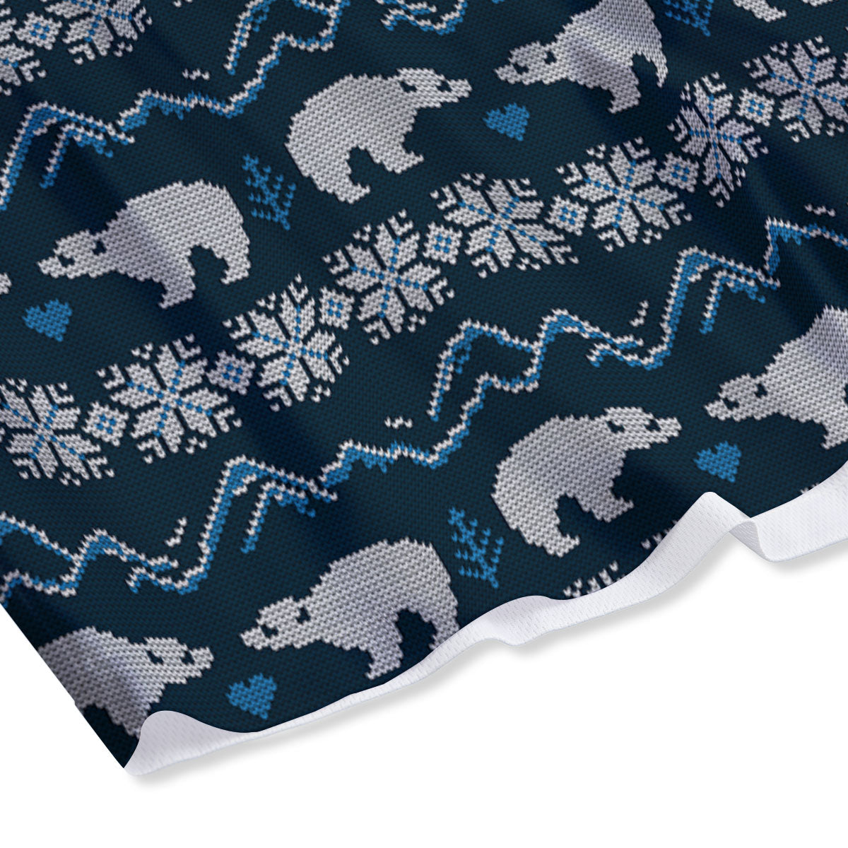 Knitted Polar Bear Print Pattern Mesh Shorts