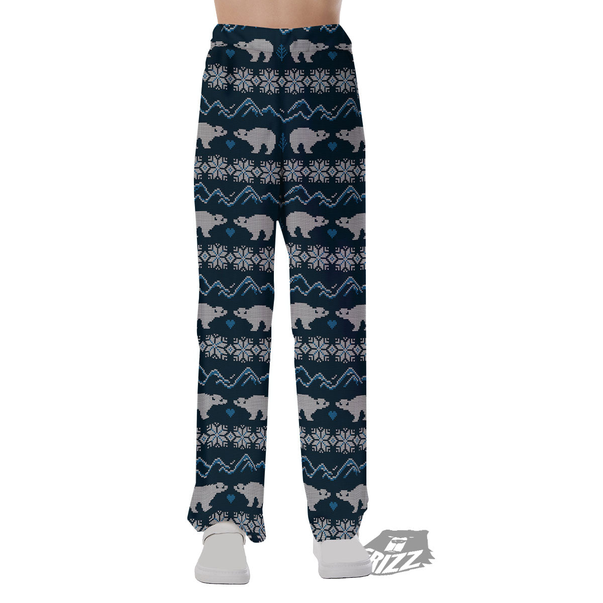 Knitted Polar Bear Print Pattern Pajama Pants-grizzshop
