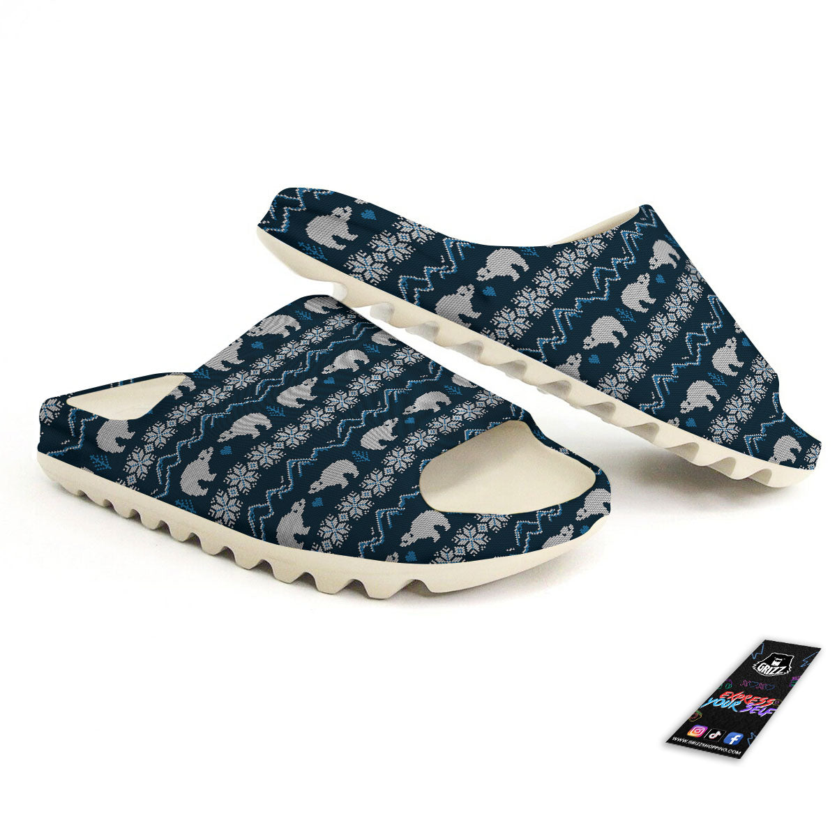 Knitted Polar Bear Print Pattern Sandals-grizzshop