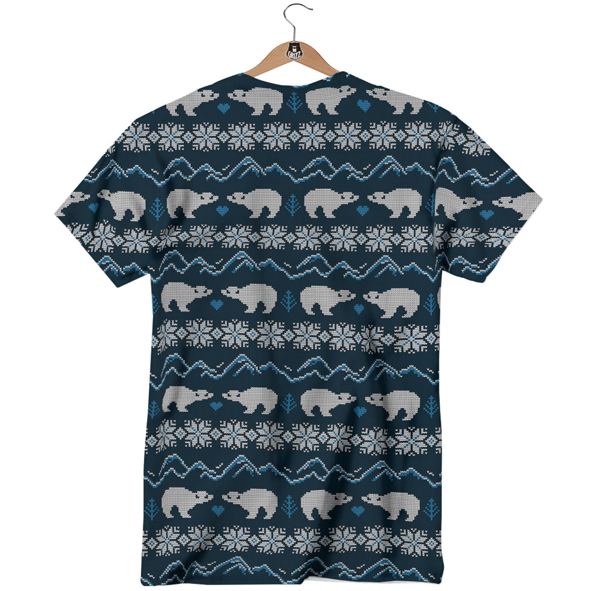 Knitted Polar Bear Print Pattern T-Shirt-grizzshop