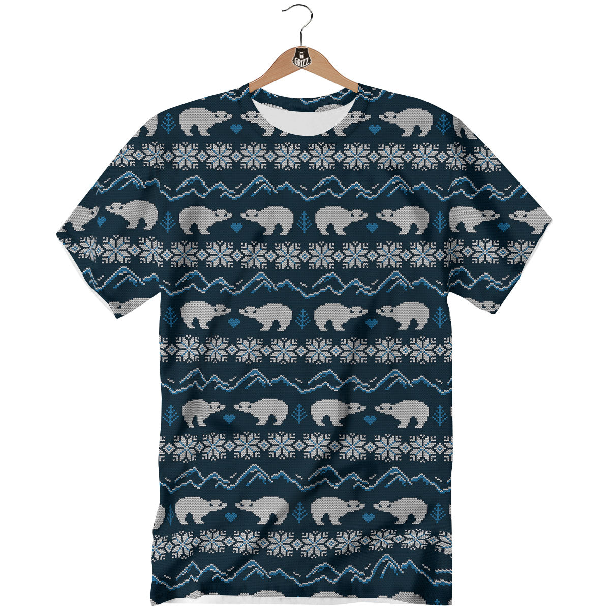 Knitted Polar Bear Print Pattern T-Shirt-grizzshop