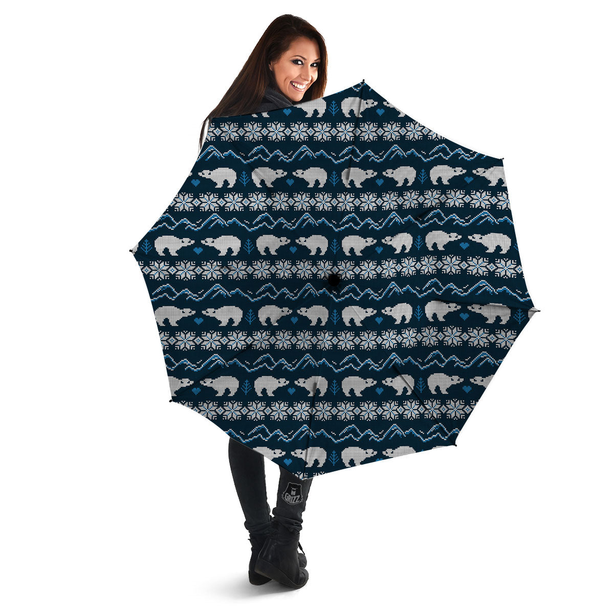 Knitted Polar Bear Print Pattern Umbrella-grizzshop