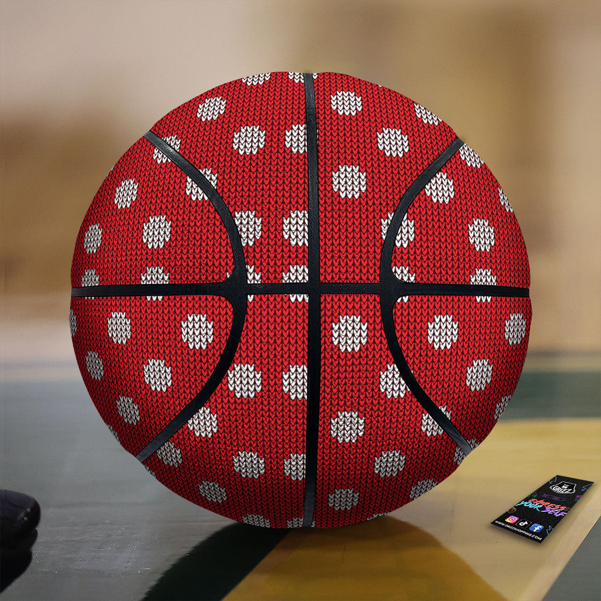 Knitted Polka Dot Print Pattern Basketball-grizzshop