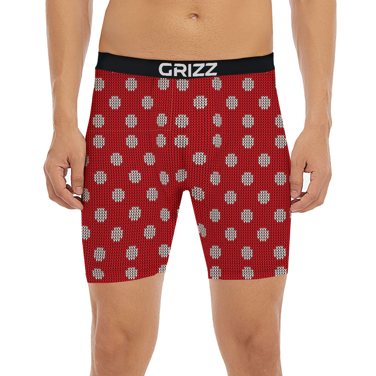 Knitted Polka Dot Print Pattern Boxer Briefs-grizzshop