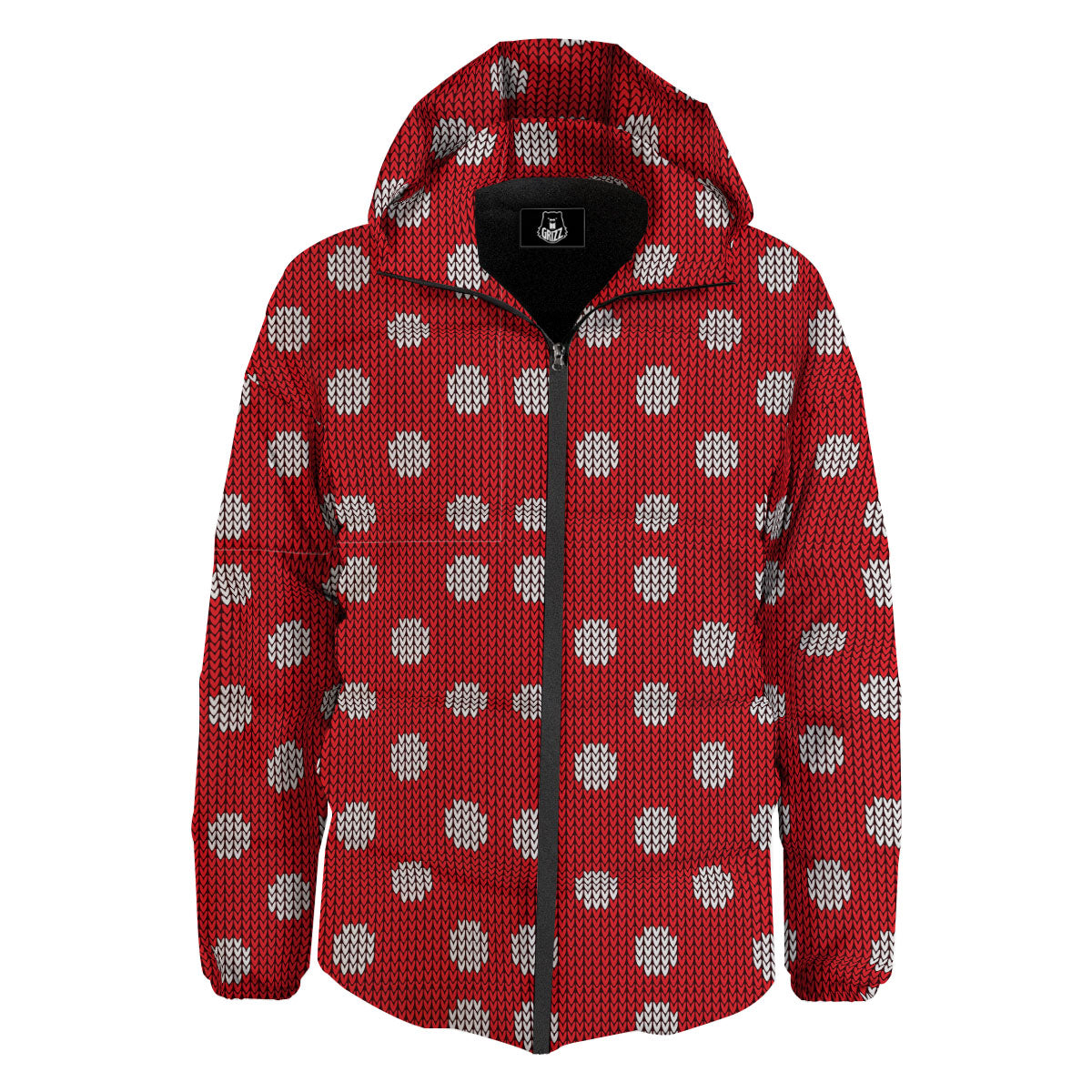 Knitted Polka Dot Print Pattern Down Jacket-grizzshop
