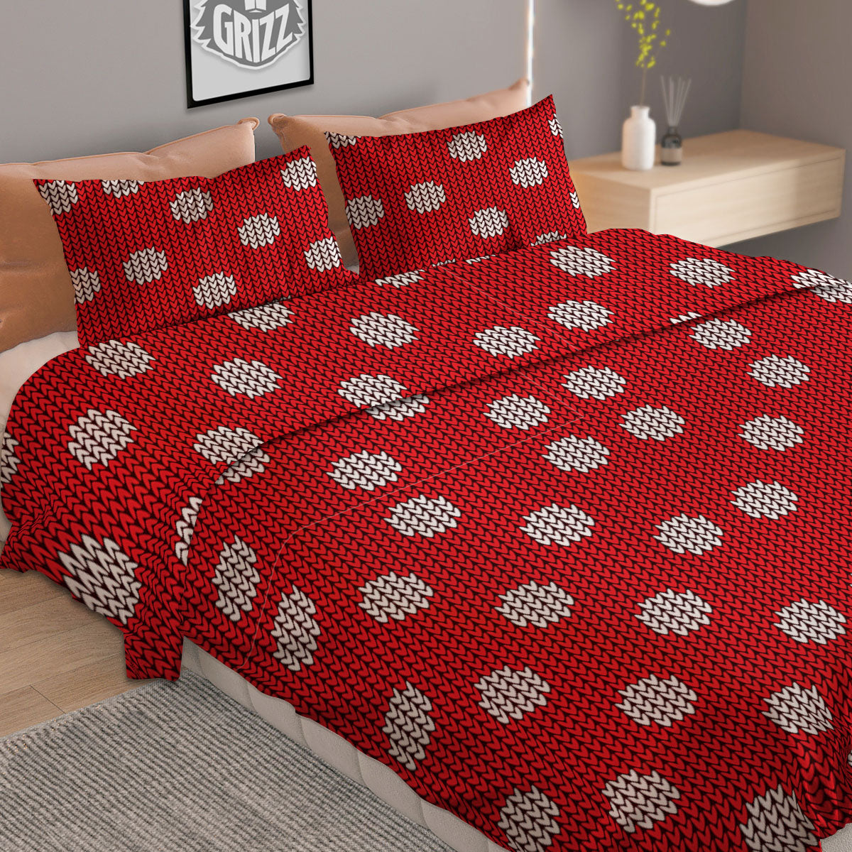 Knitted Holiday Winter Print Pattern Duvet Cover Bedding Set