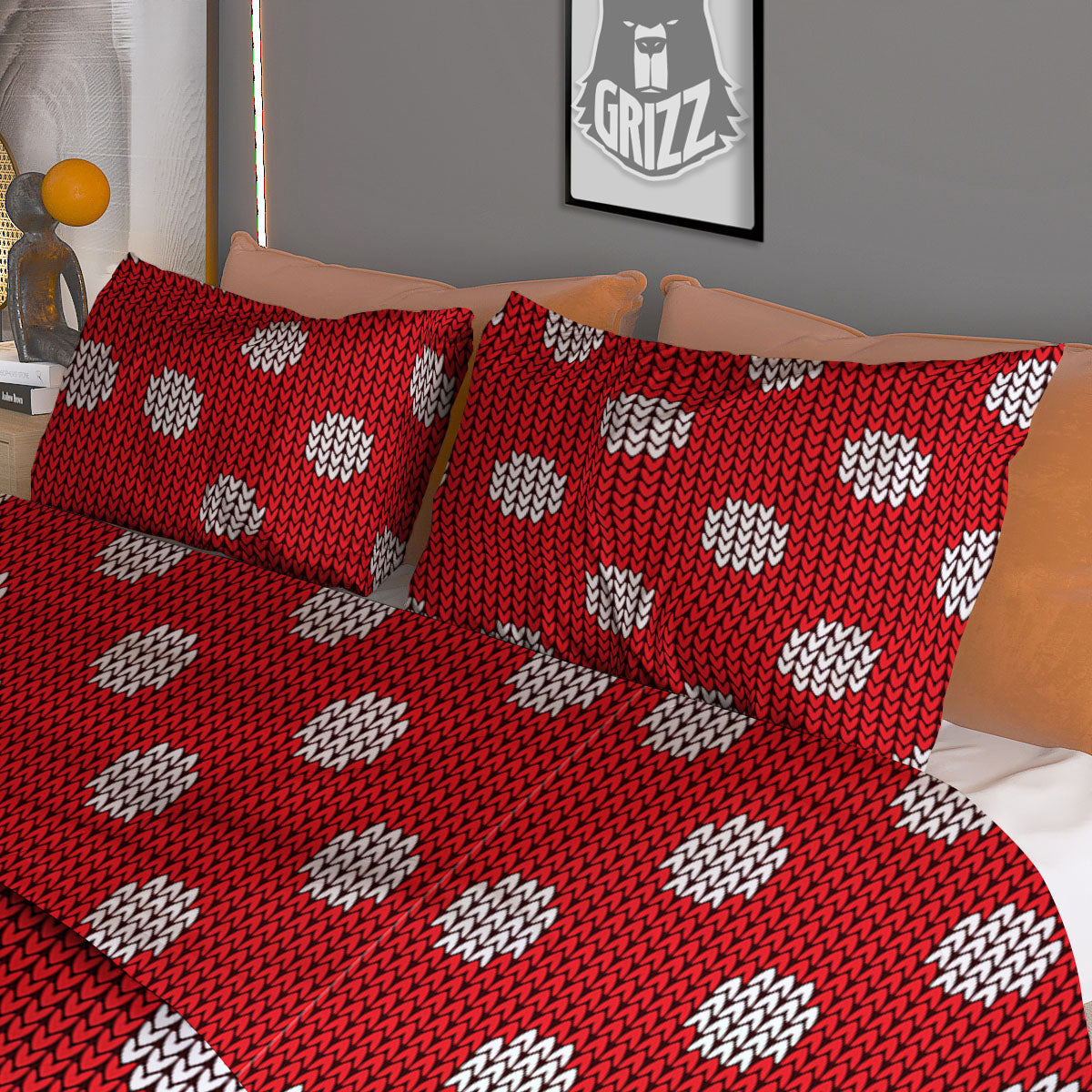 Knitted Holiday Winter Print Pattern Duvet Cover Bedding Set