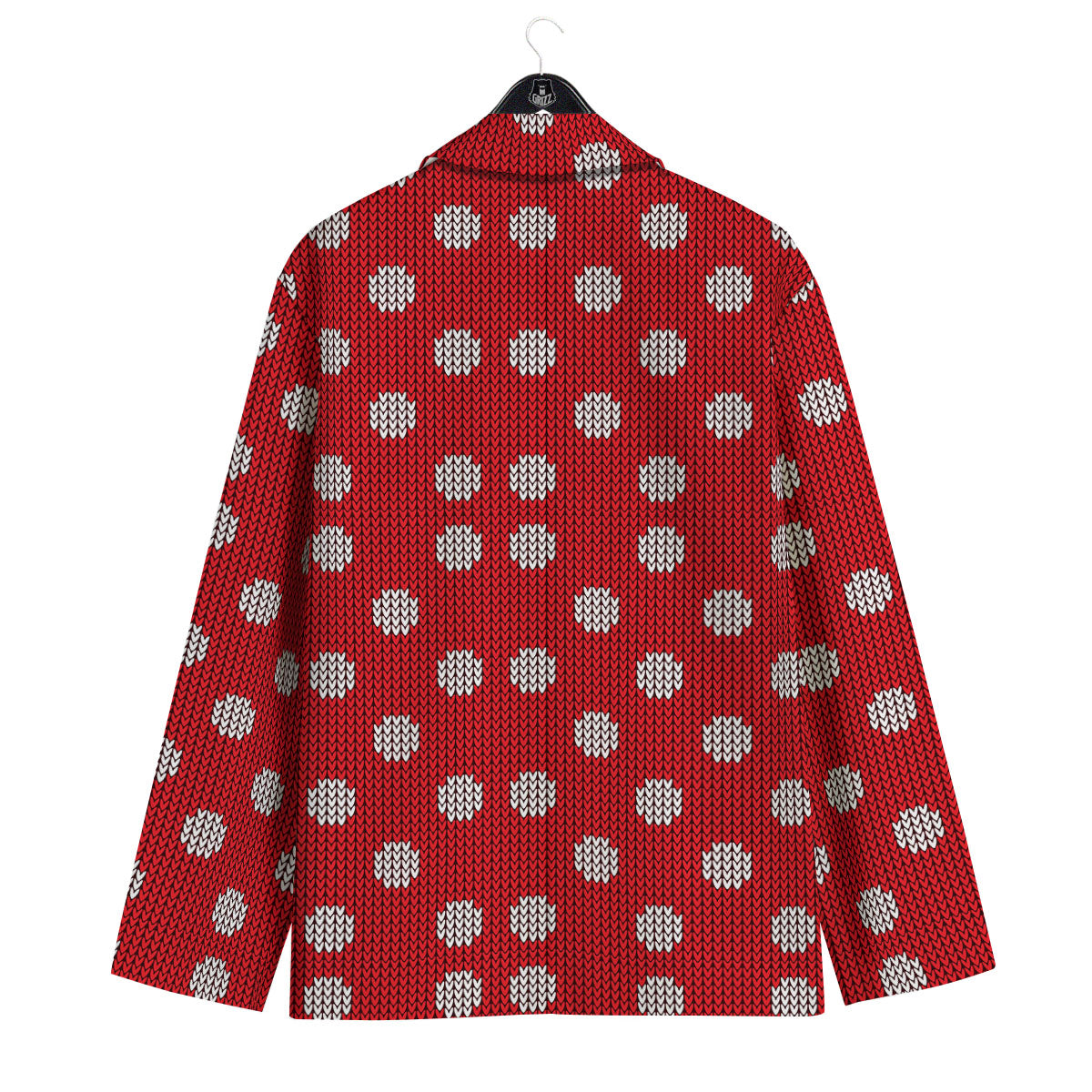 Knitted Polka Dot Print Pattern Men's Sport Coat-grizzshop