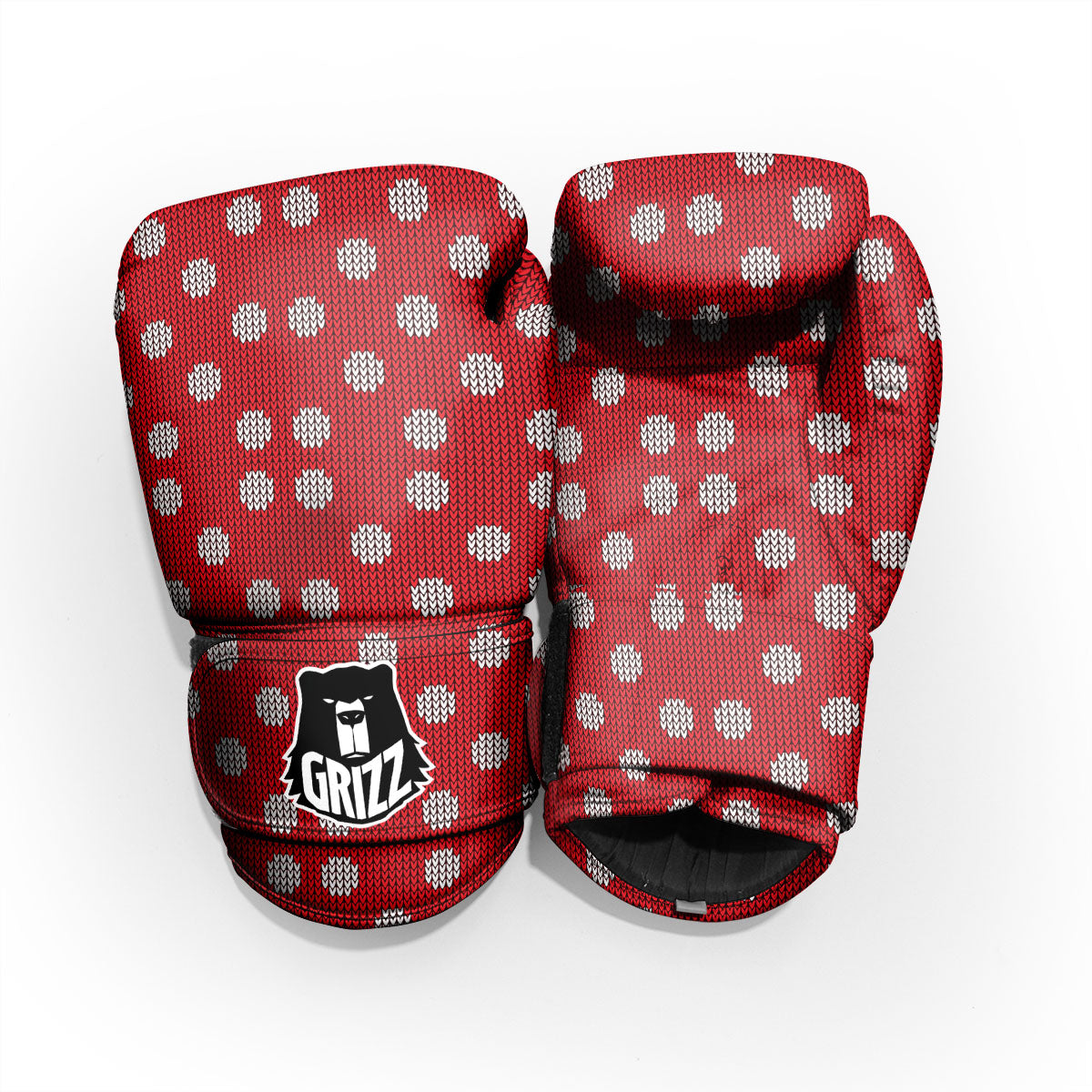 Knitted Polka Dot Print Pattern Pro Boxing Glove