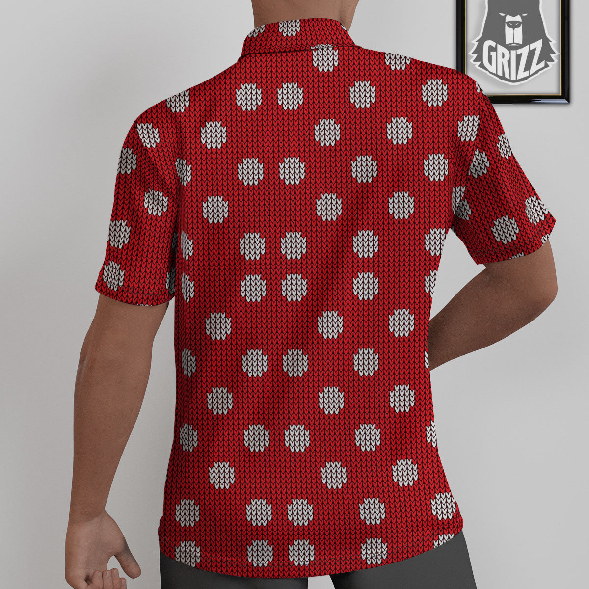 Knitted Polka Dot Print Pattern Untucked Shirts-grizzshop
