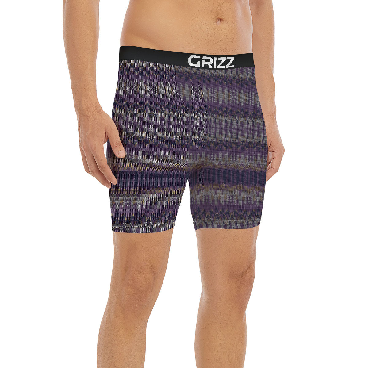Knitted Ribbon Purple Print Pattern Boxer Briefs-grizzshop