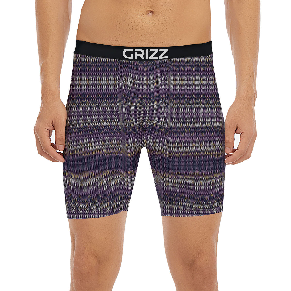Knitted Ribbon Purple Print Pattern Boxer Briefs-grizzshop