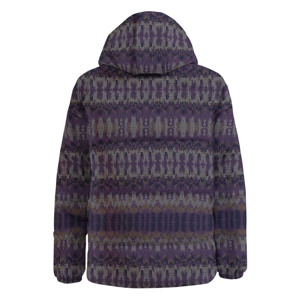 Knitted Ribbon Purple Print Pattern Down Jacket-grizzshop