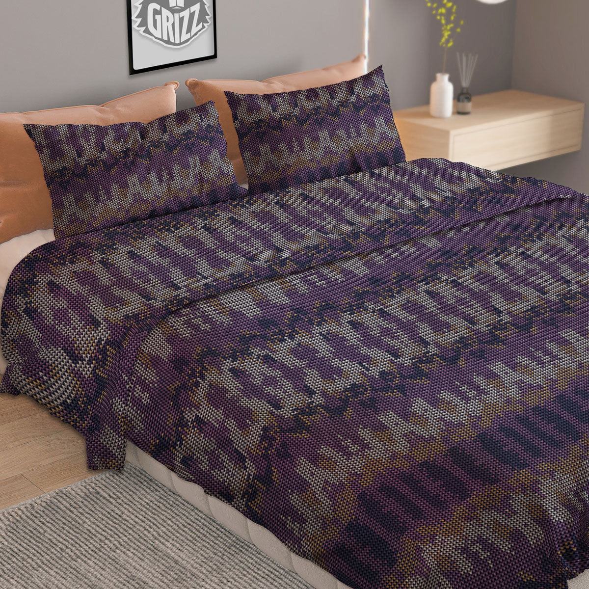 Knitted Snow Print Pattern Duvet Cover Bedding Set