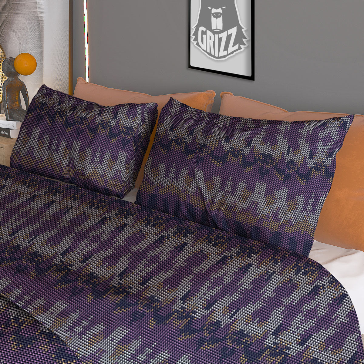 Knitted Snow Print Pattern Duvet Cover Bedding Set