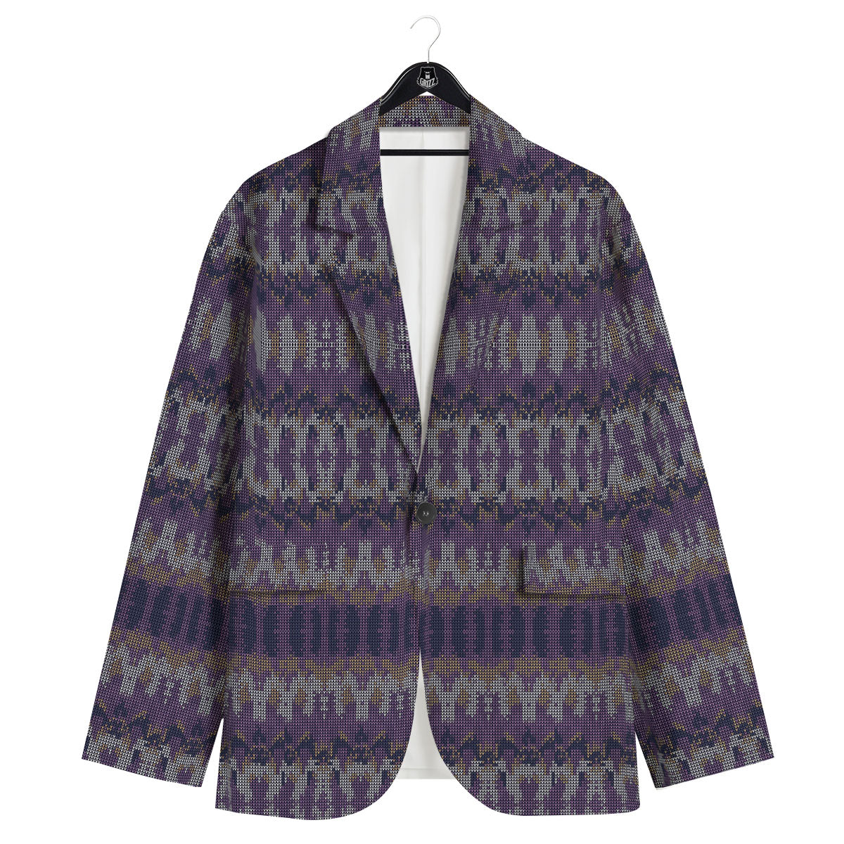 Knitted Ribbon Purple Print Pattern Men's Sport Coat-grizzshop