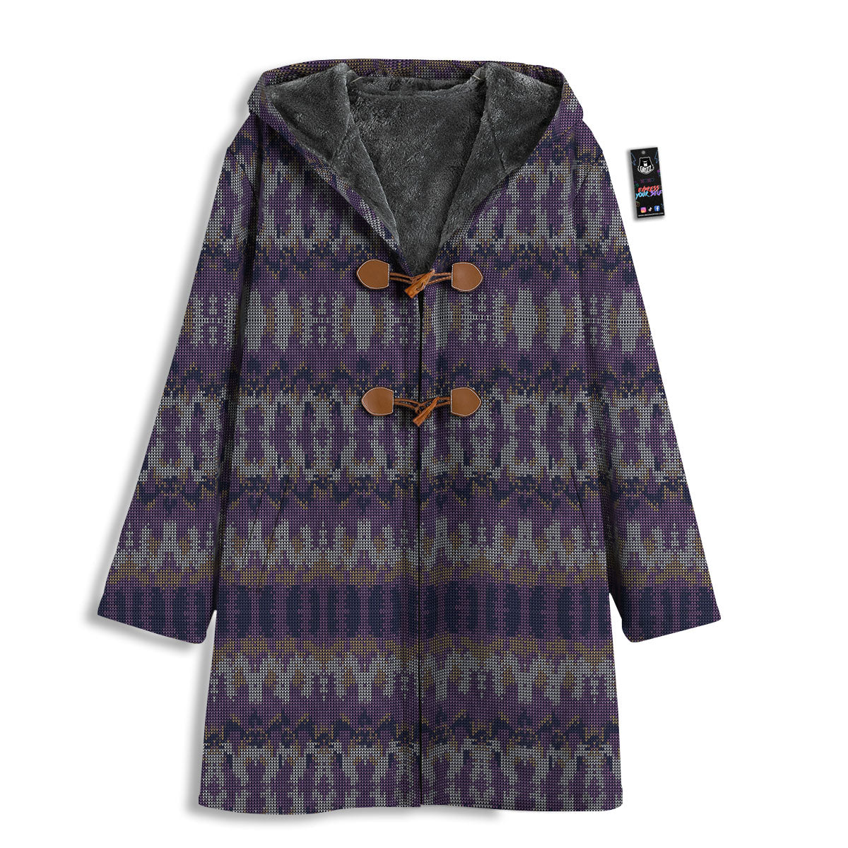 Knitted Ribbon Purple Print Pattern Men's Windbreaker Jacket-grizzshop