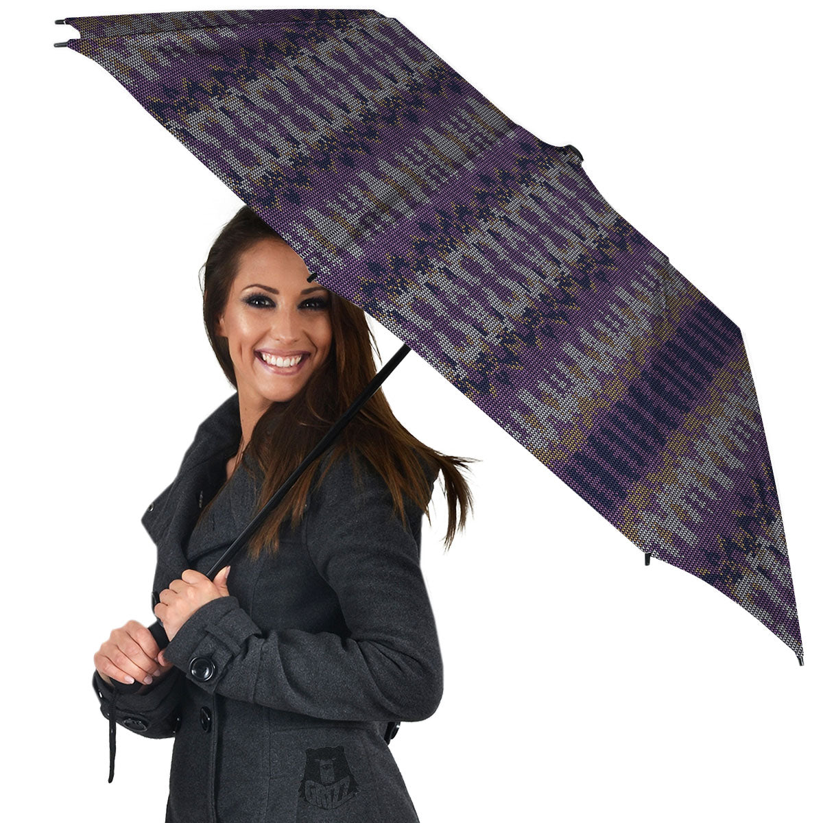 Knitted Ribbon Purple Print Pattern Umbrella-grizzshop