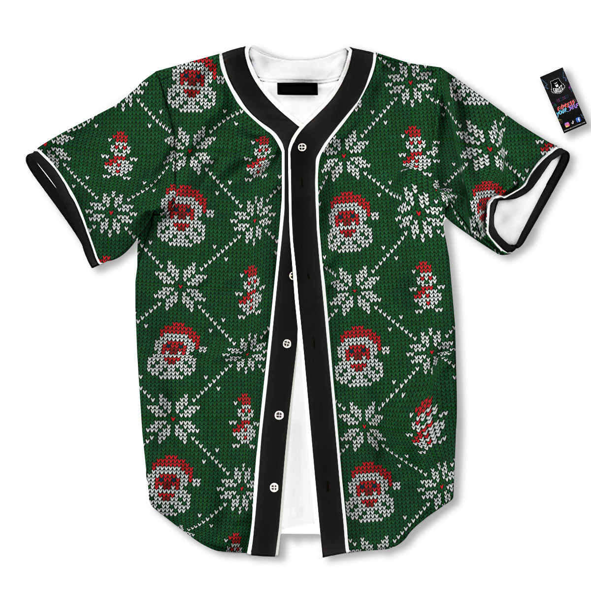 Knitted Santa Claus Print Pattern Baseball Jersey-grizzshop
