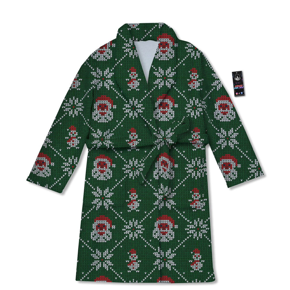 Knitted Santa Claus Print Pattern Bathrobe-grizzshop