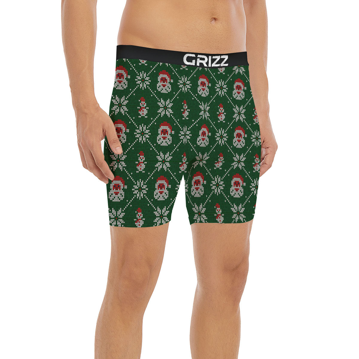 Knitted Santa Claus Print Pattern Boxer Briefs-grizzshop