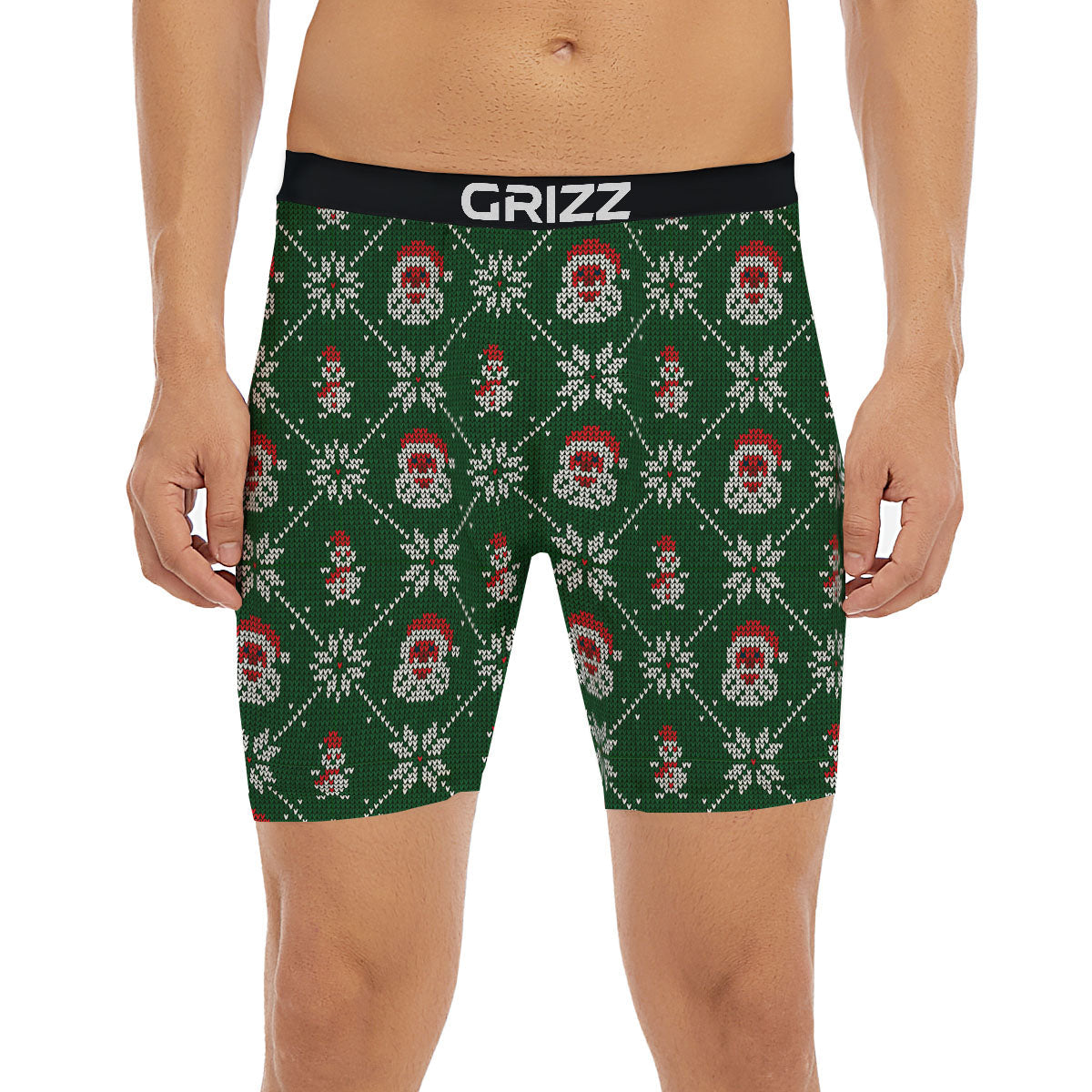 Knitted Santa Claus Print Pattern Boxer Briefs-grizzshop