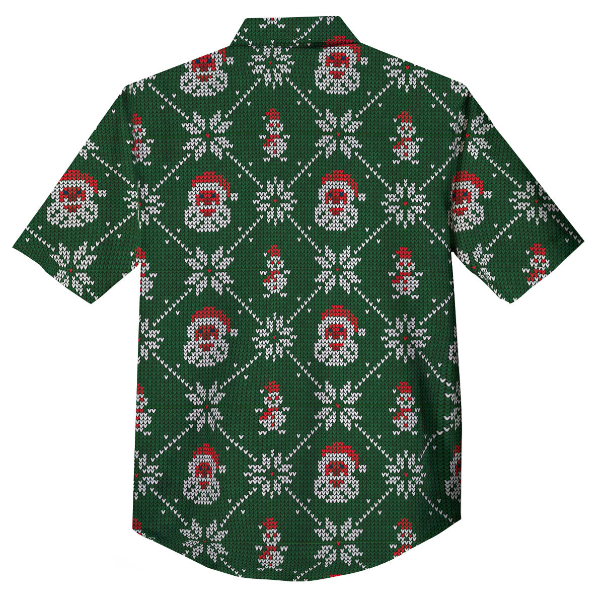 Knitted Santa Claus Print Pattern Button Up Shirt-grizzshop