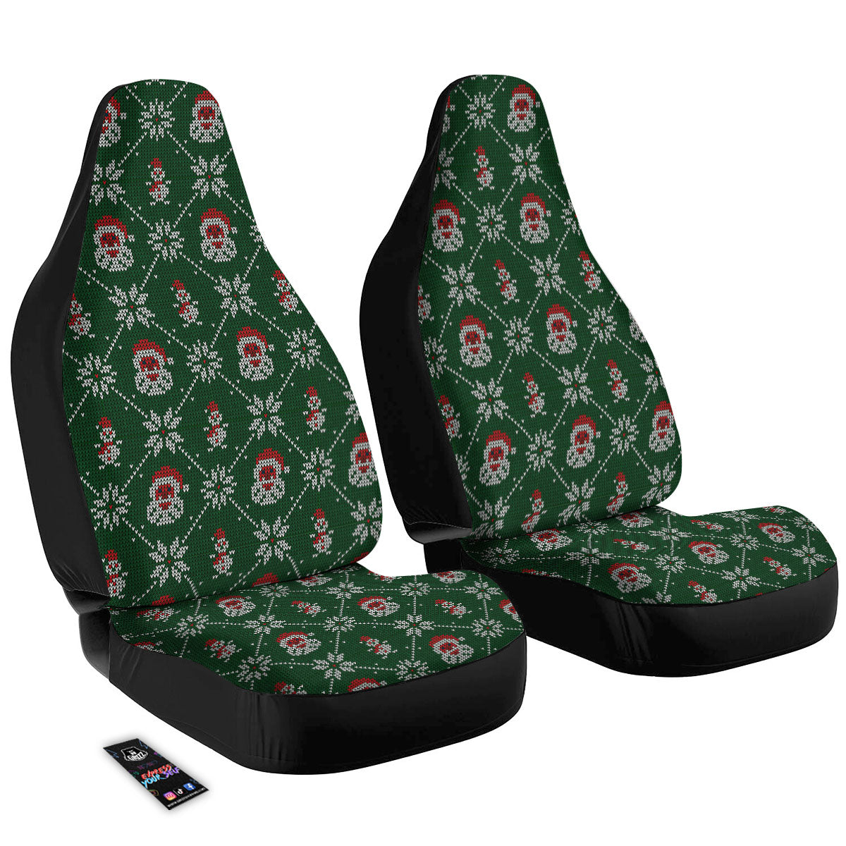 Knitted Santa Claus Print Pattern Car Seat Covers-grizzshop