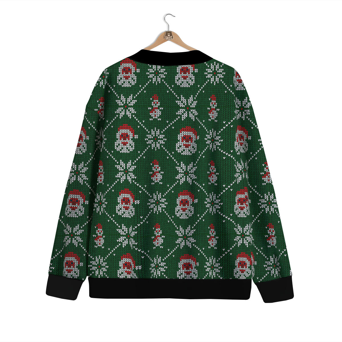 Knitted Santa Claus Print Pattern Cardigan-grizzshop