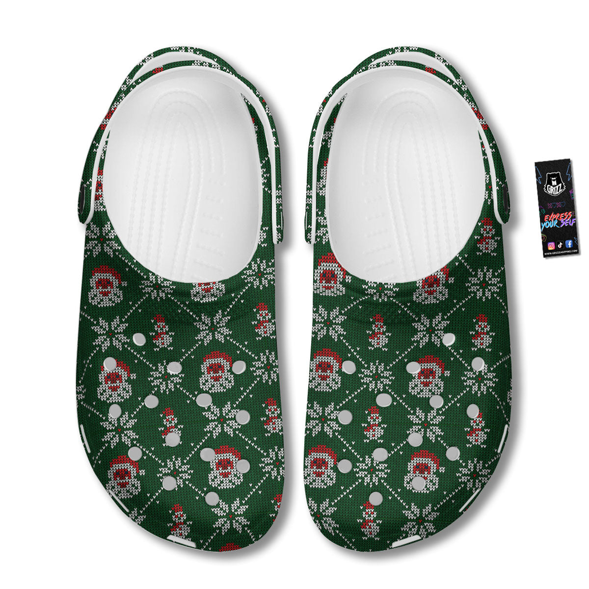 Knitted Santa Claus Print Pattern Clog-grizzshop