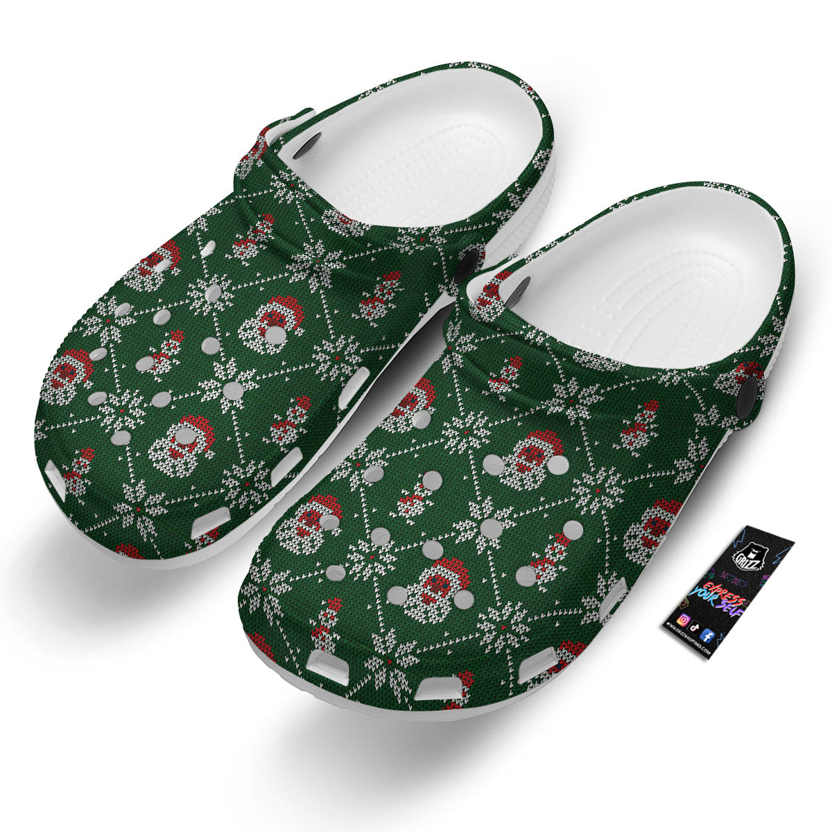 Knitted Santa Claus Print Pattern Clog-grizzshop