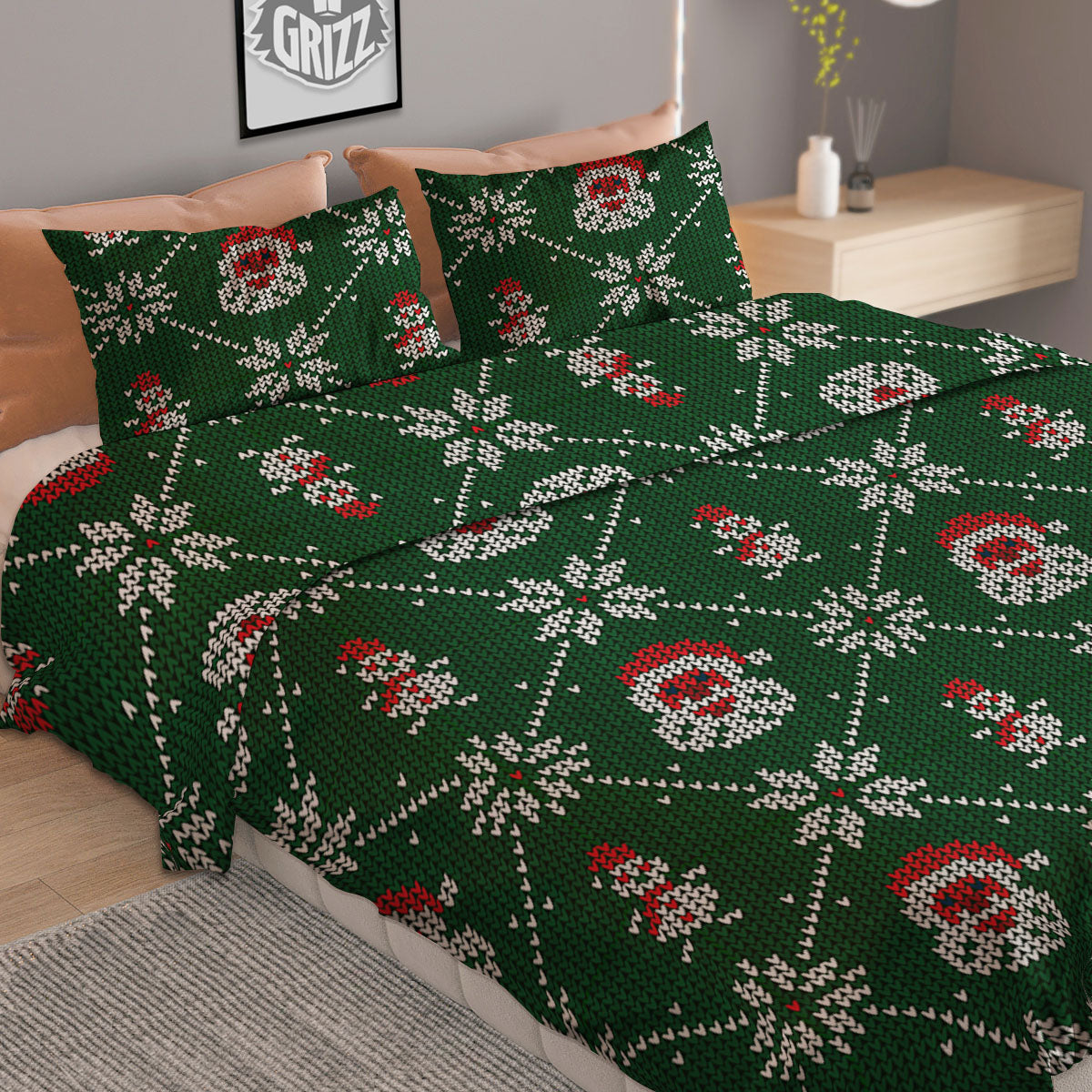 Knitted Tartan Print Pattern Duvet Cover Bedding Set