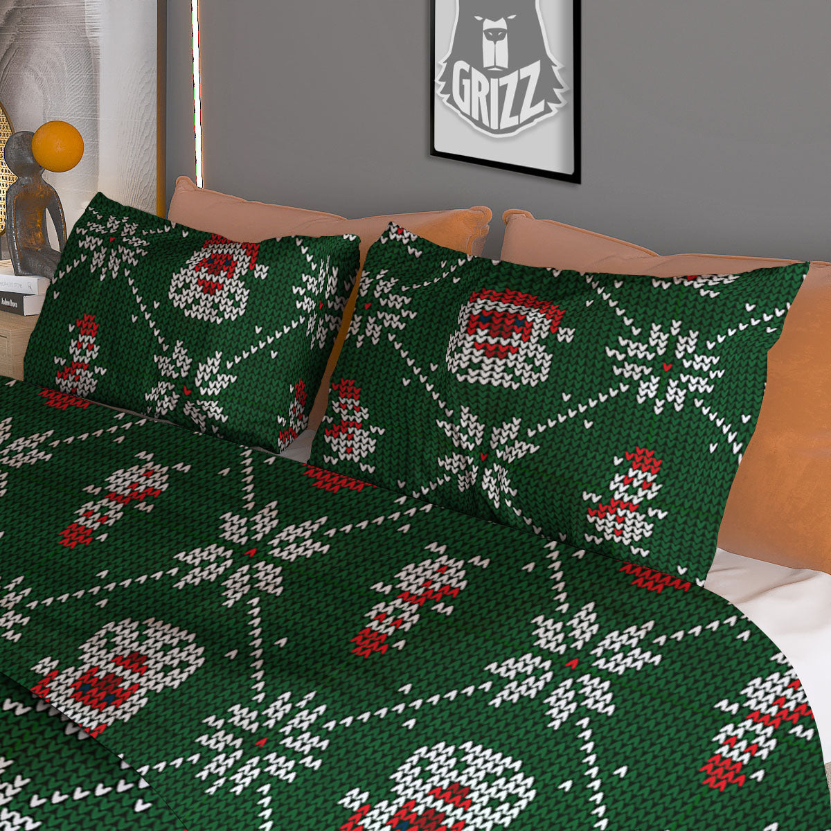 Knitted Tartan Print Pattern Duvet Cover Bedding Set