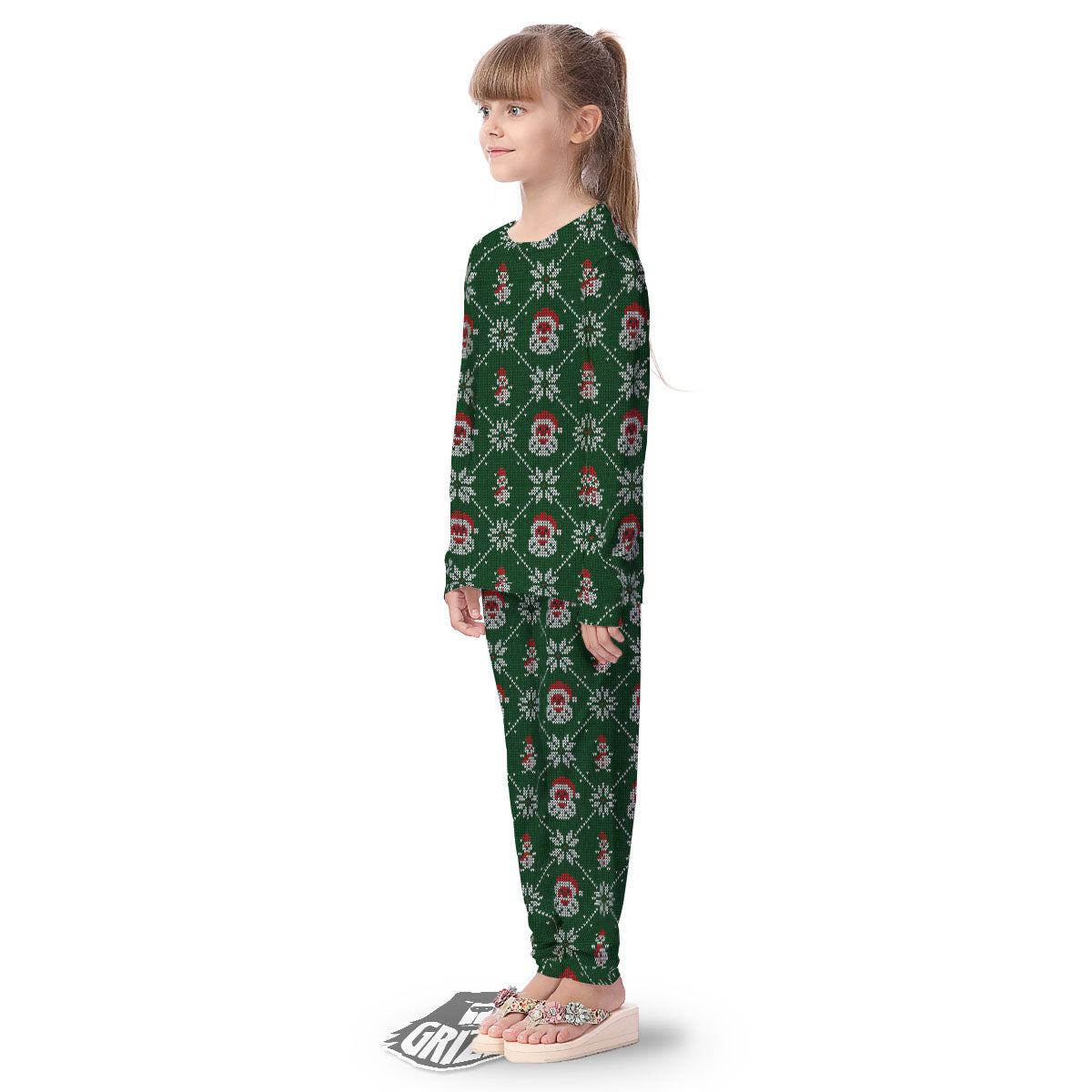 Knitted Santa Claus Print Pattern Kid's Pajamas-grizzshop