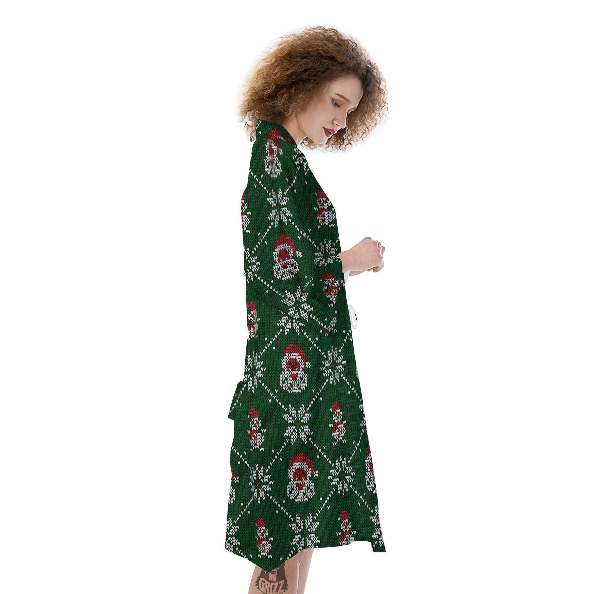 Knitted Santa Claus Print Pattern Kimono-grizzshop