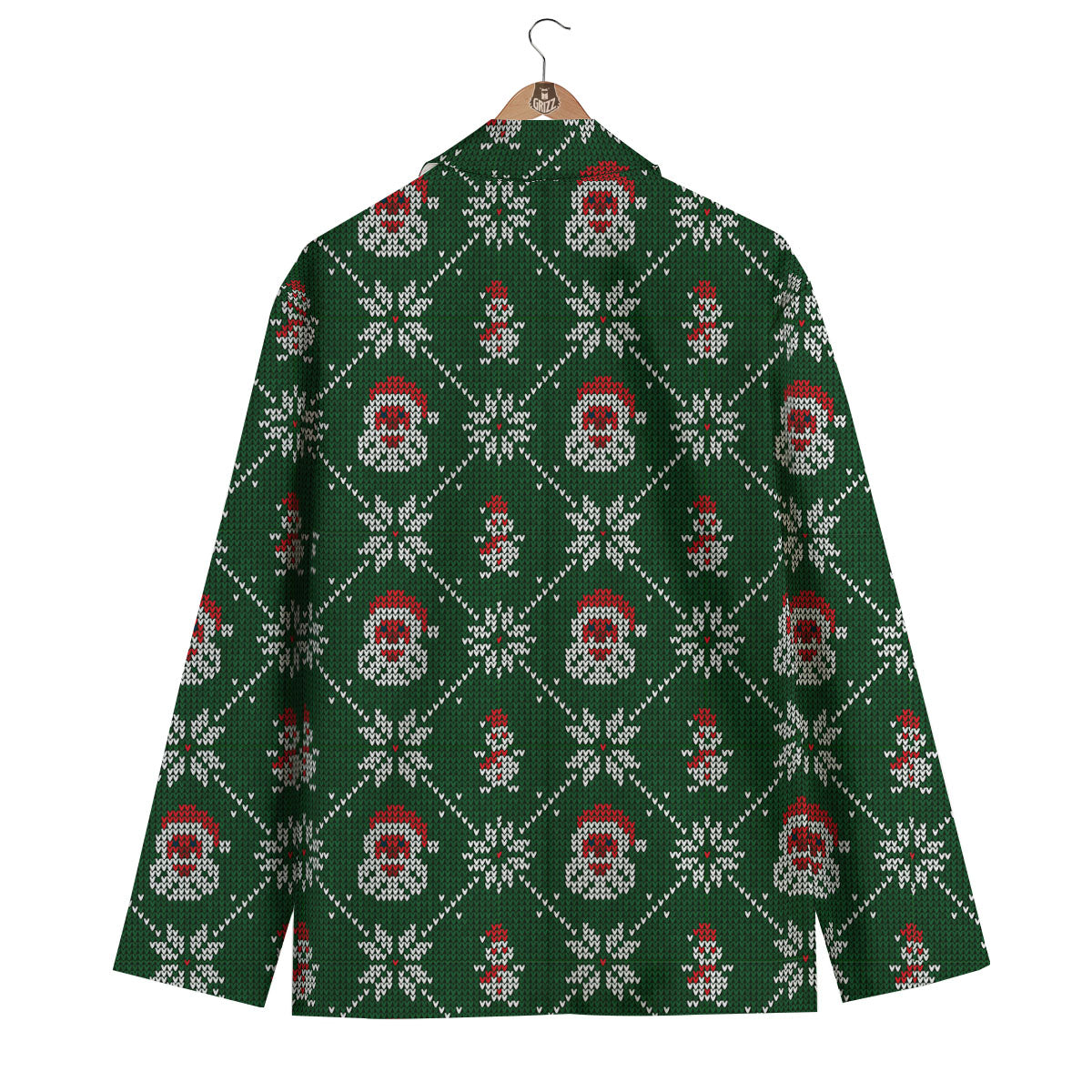 Knitted Santa Claus Print Pattern Men's Blazer-grizzshop