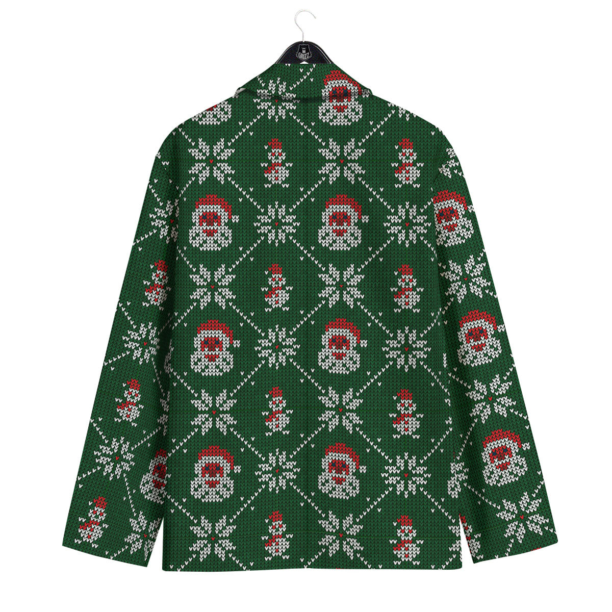 Knitted Santa Claus Print Pattern Men's Sport Coat-grizzshop
