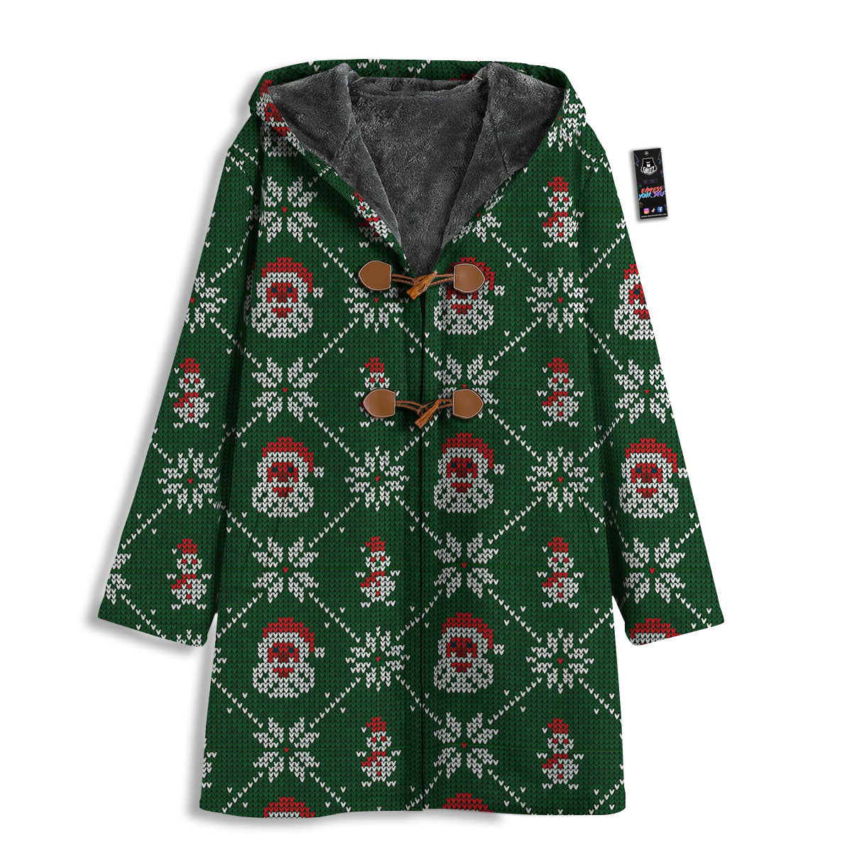 Knitted Santa Claus Print Pattern Men's Windbreaker Jacket-grizzshop