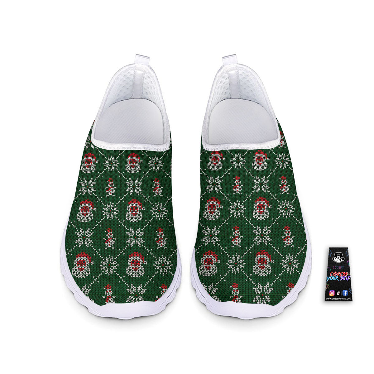 Knitted Santa Claus Print Pattern Nurse Shoes-grizzshop