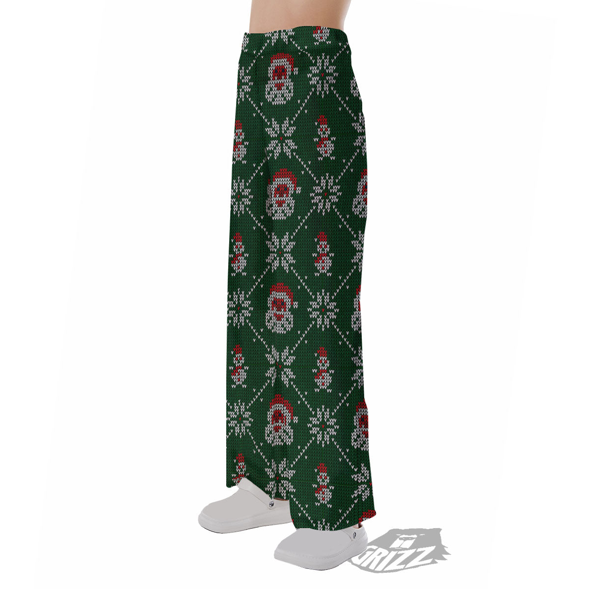 Knitted Santa Claus Print Pattern Pajama Pants-grizzshop