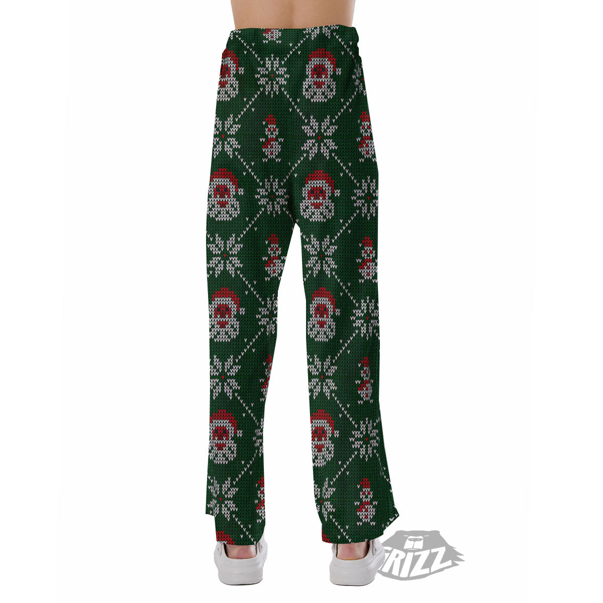 Knitted Santa Claus Print Pattern Pajama Pants-grizzshop