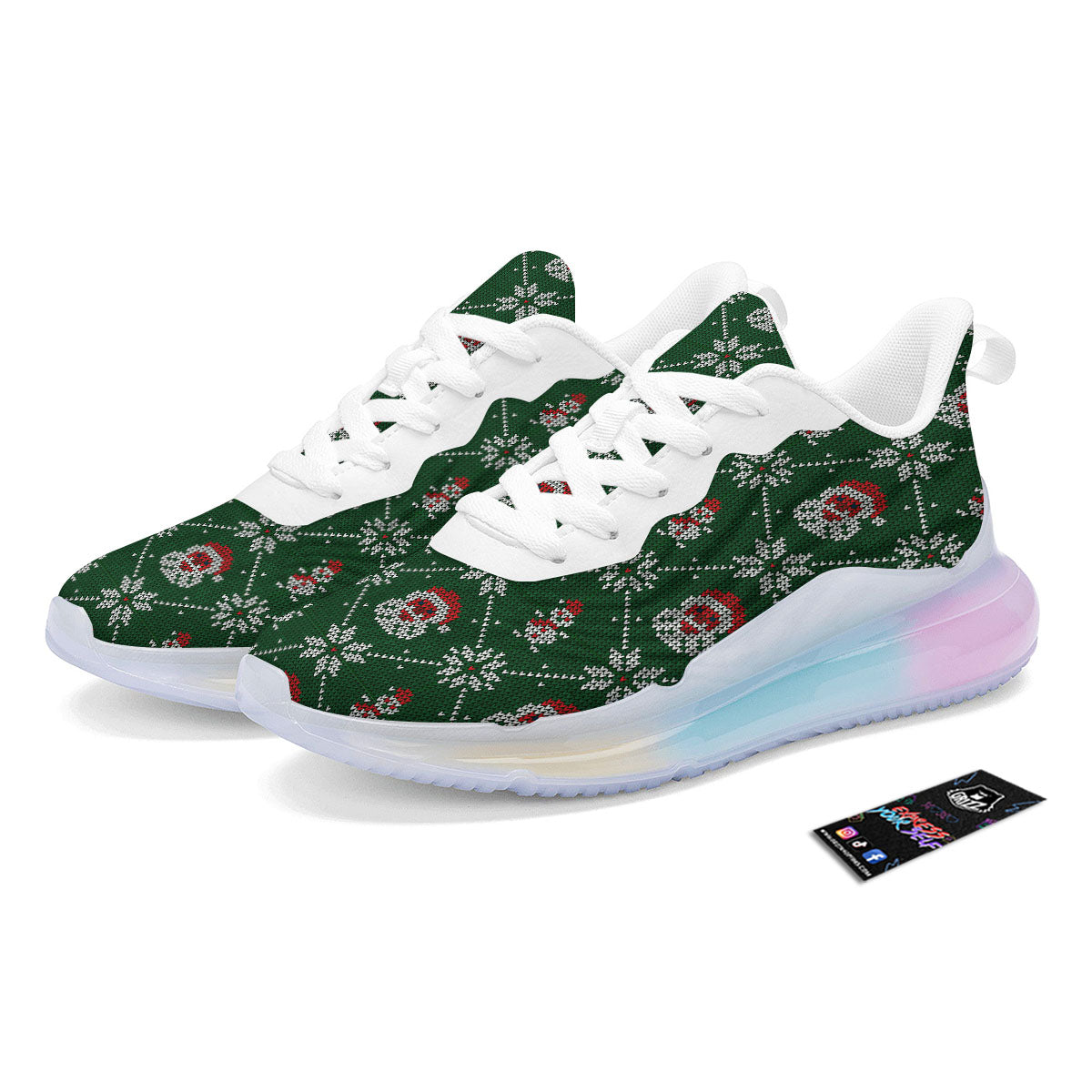Knitted Santa Claus Print Pattern Running Sneakers-grizzshop