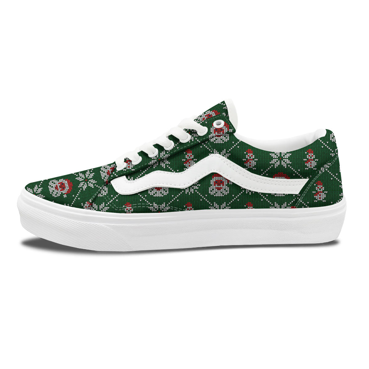 Knitted Santa Claus Print Pattern Skate Shoes-grizzshop