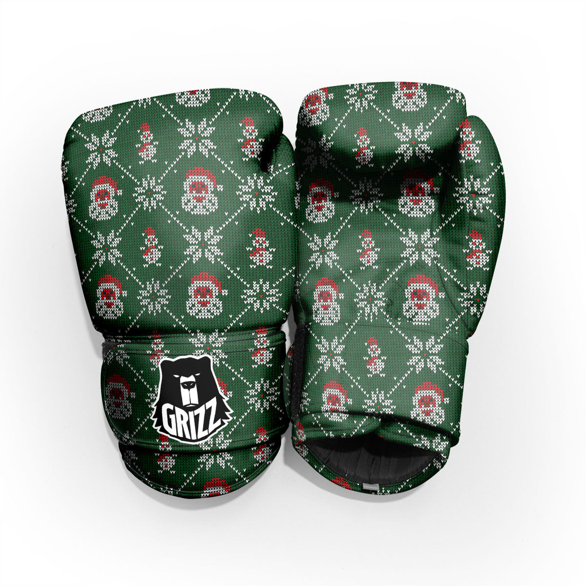 Knitted Santa Claus Print Pattern Pro Boxing Glove
