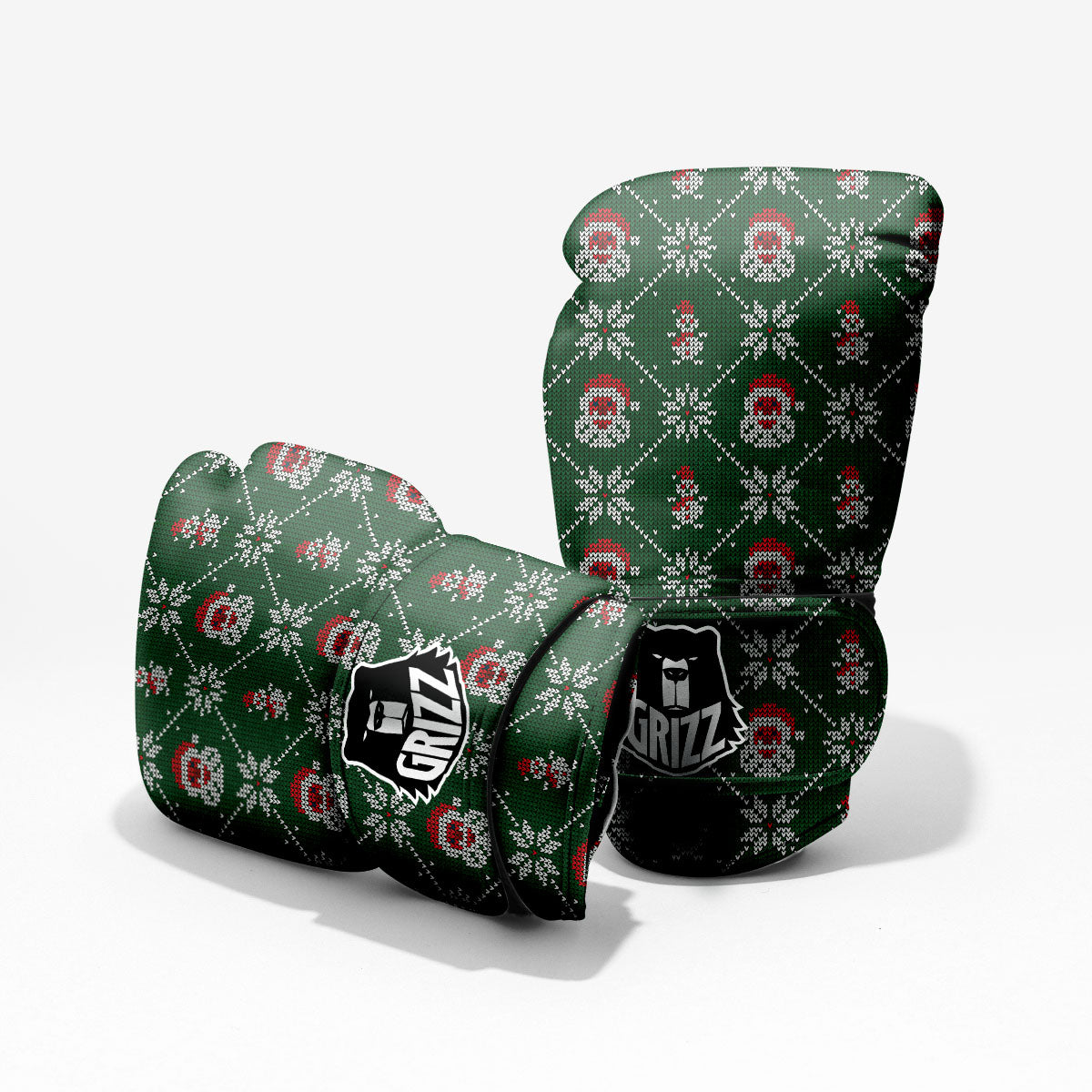 Knitted Santa Claus Print Pattern Pro Boxing Glove