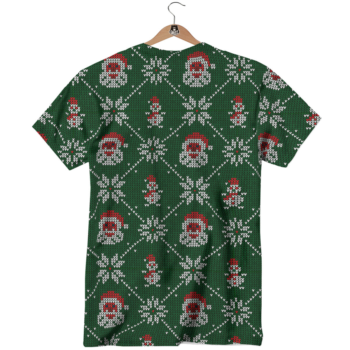 Knitted Santa Claus Print Pattern T-Shirt-grizzshop
