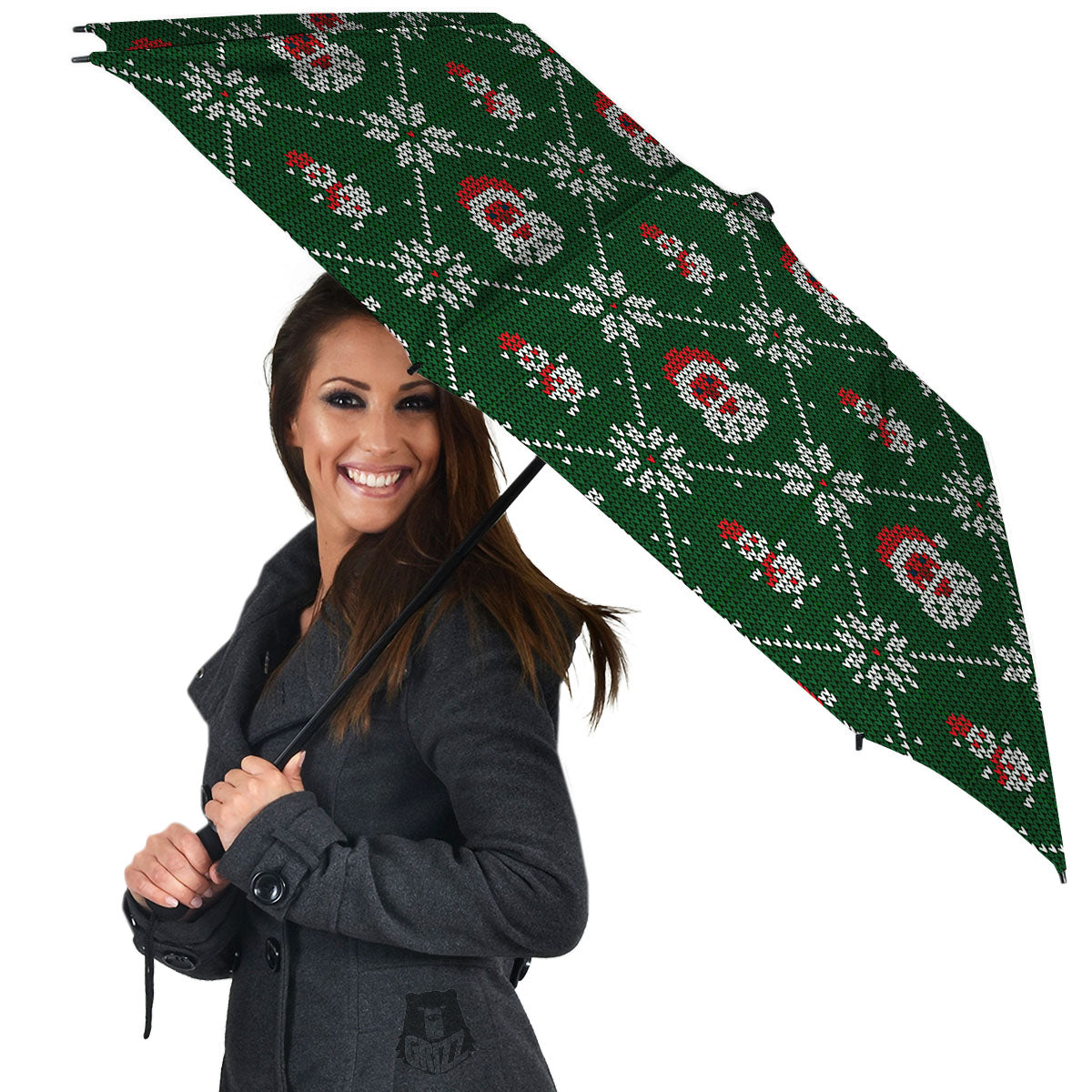 Knitted Santa Claus Print Pattern Umbrella-grizzshop